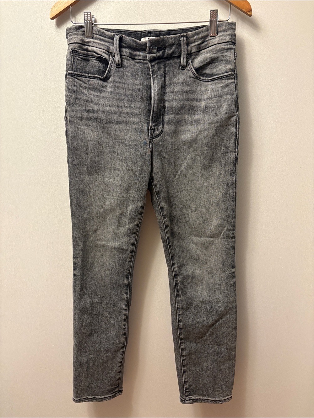 Good American Good Legs Straight Leg Jeans Black Wash Size 10/30